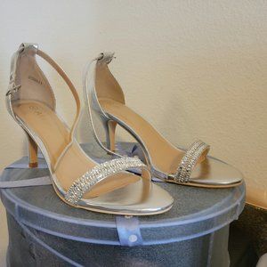 Silver Crystal Heeled Sandals